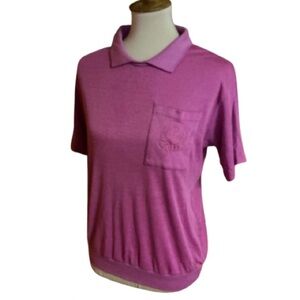 Vtg 80s fuchsia polo shirt